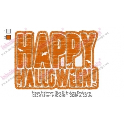 Happy Halloween Sign Embroidery Design